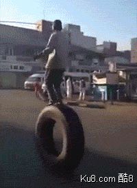 GIF动态图：滚轮胎运动