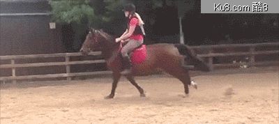 GIF动态图：骑马被摔很大一跤