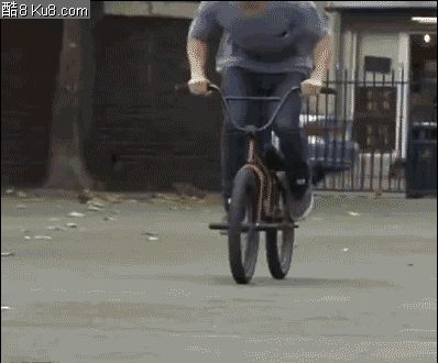 GIF动态图：攀爬自行车车手秀车技
